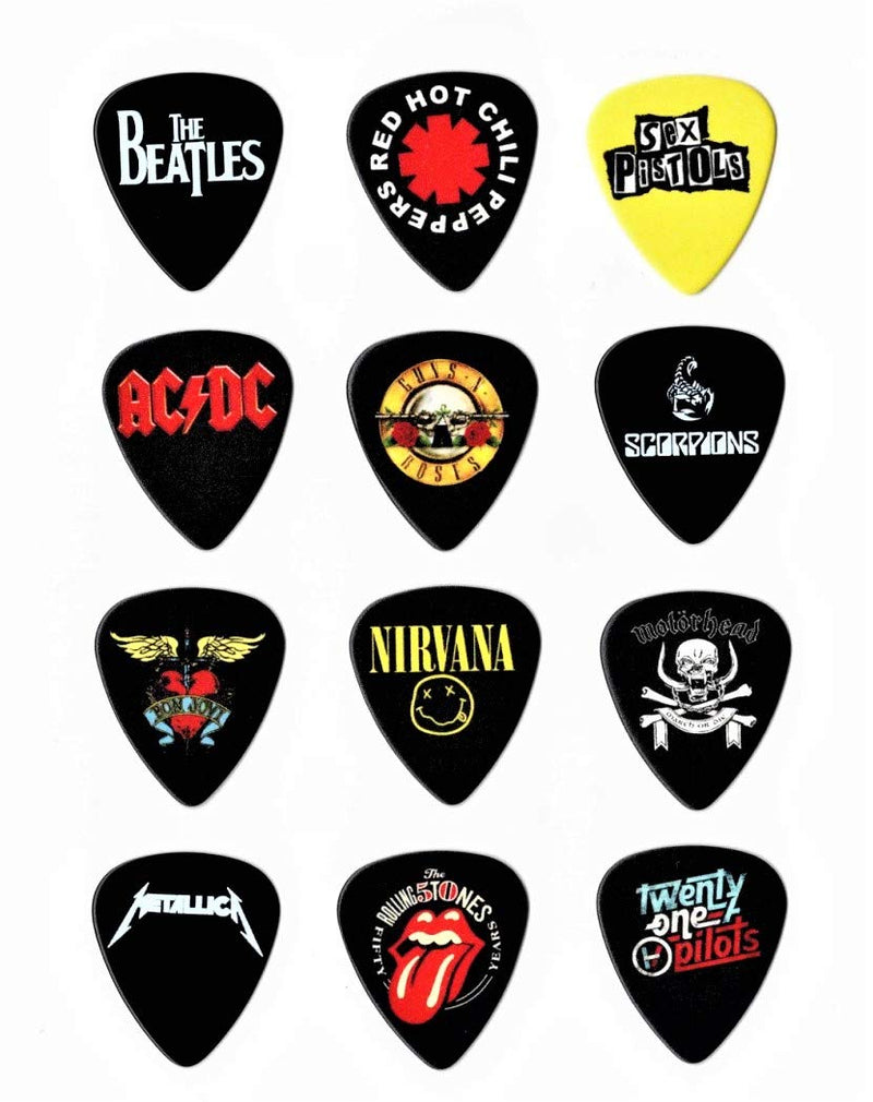 Band Logo Guitar Picks (12 picks in a packet)