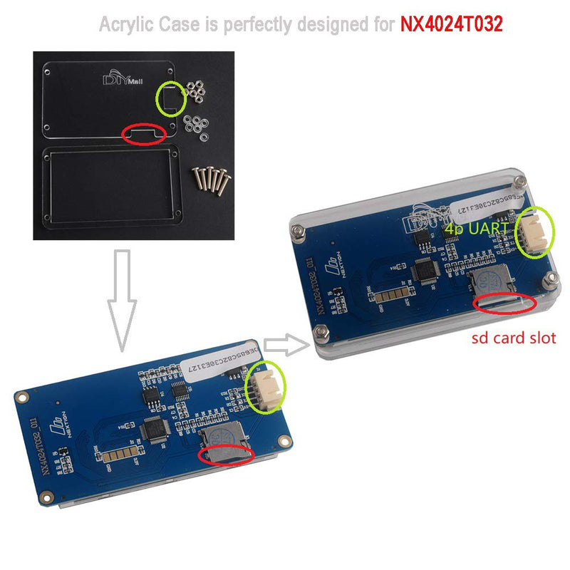 Nextion Display 3.2 inch NX4024T032 Resistive Touch Screen UART HMI TFT LCD Module 400x240 + Transparent Acrylic Case Enclosure for Arduino Raspberry Pi