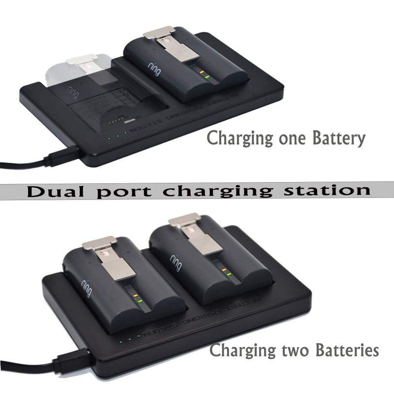 Ring Battery Charger, Dual Port Ring Rechargeable Batteries Charger Station, This Battery Charging Station Compatibl for Ring Spotlight Cam & Ring Video Doorbell 2 Spotlight Cam & Ring Stick Up Cam