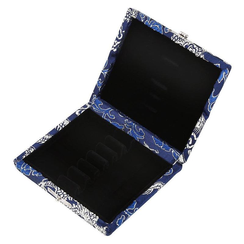 Wooden Oboe Reed Case Holder Box for 6pcs Oboe Reeds Silk Cloth Cover Reed Case Holder Storage(Blue)