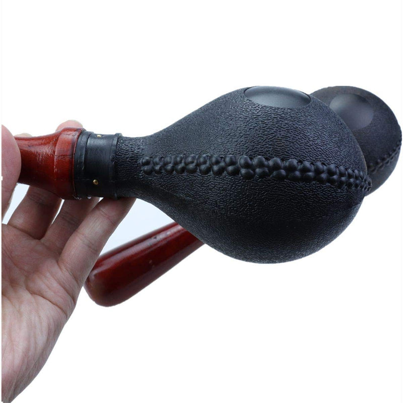 Heatoe 1 Pair Black Wood Handle Maracas, Sand Hammer Percussion Instrument Shakers Rattles for Beginners and Professionals