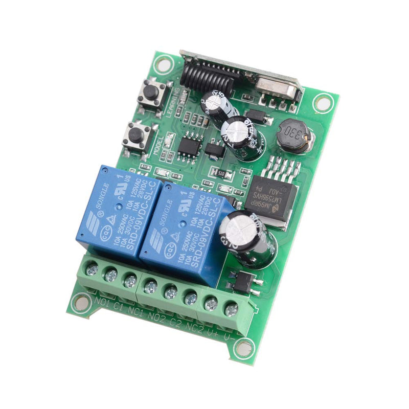 fushionsea Universal Wireless Remote Control Switch DC 12V 24V 36V 48V 2CH 10A Relay Receiver Module with 2 Channel RF Remote Transmitter for Various Wireless Controls