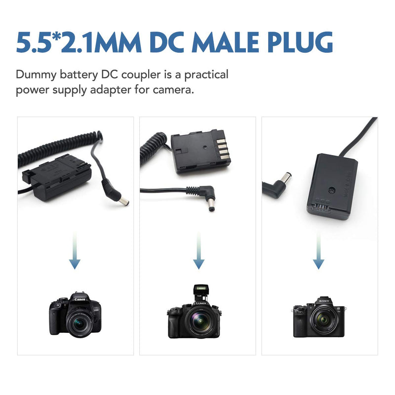 Feelworld F6 MA5 MA6F MA6P MA6P Plus Power Adapter Supply Dummy Battery, Compatible with Canon 5D4,5DSR,5D2,5D3,6D,60D,7D,7D2,70D,80D,6D2 Cameras