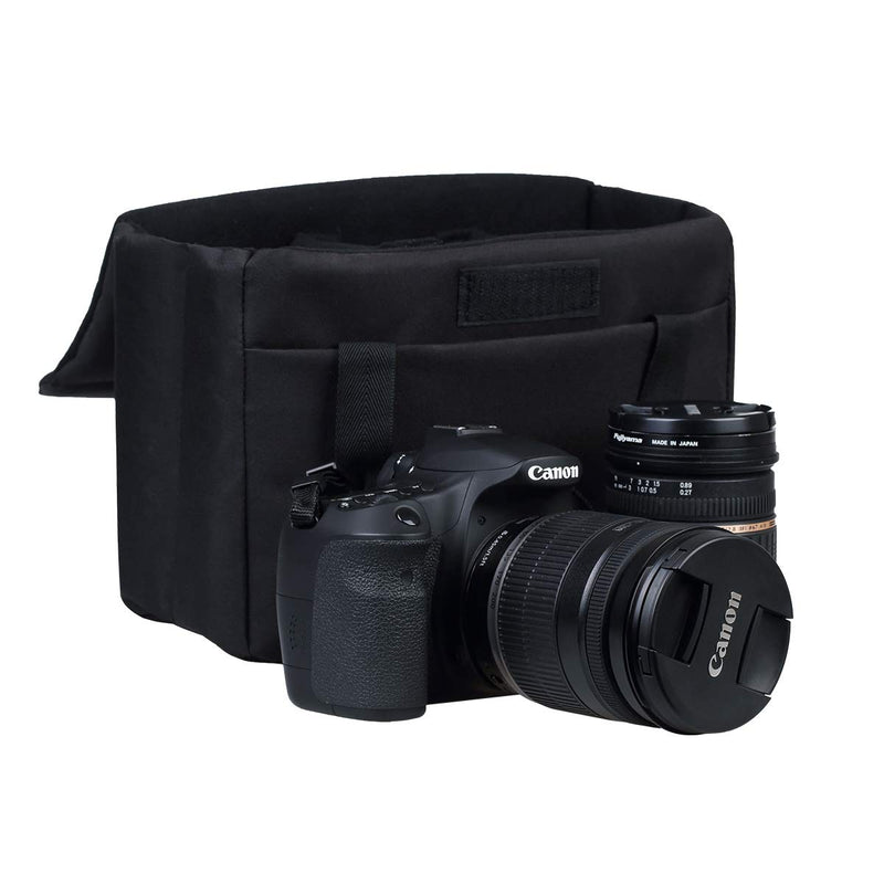 BOMKEE Camera Inserts Lens Padded Insert Liner DSLR SLR Protective Bag Camera Cube Roomy Case Waterproof Foldable Pouch for Camera Lens Accessories Sony Canon Nikon Olympus (Black) Black