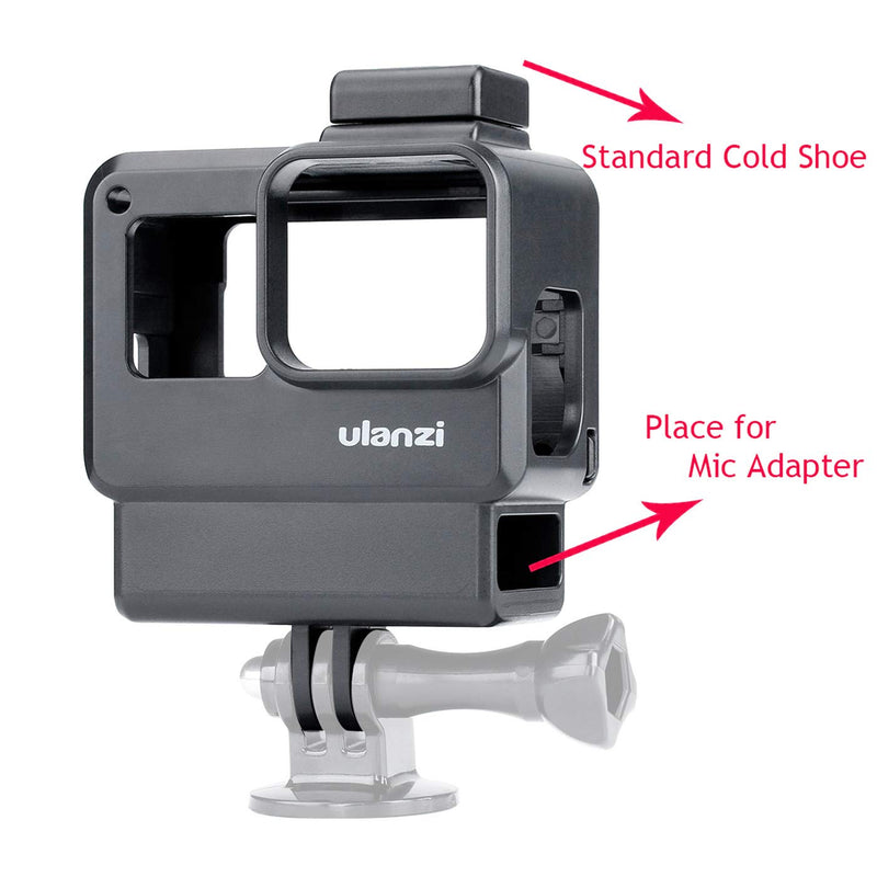 [AUSTRALIA] - V2 Housing Case Vlogging Frame with Microphone Cold Shoe Mount Compatible for GoPro Hero 7 6 5 Mic Audio Adapter Action Camera Accessories 