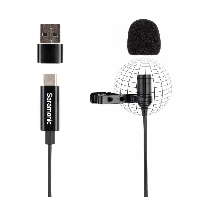 Saramonic Professional Lavalier Microphone for Android and iOS Devices with USB-C and Computers with USB or USB-C for Vlogging, Interviews, YouTube, TikTok, Streaming (LAVMICRO-U), 6.6 Feet