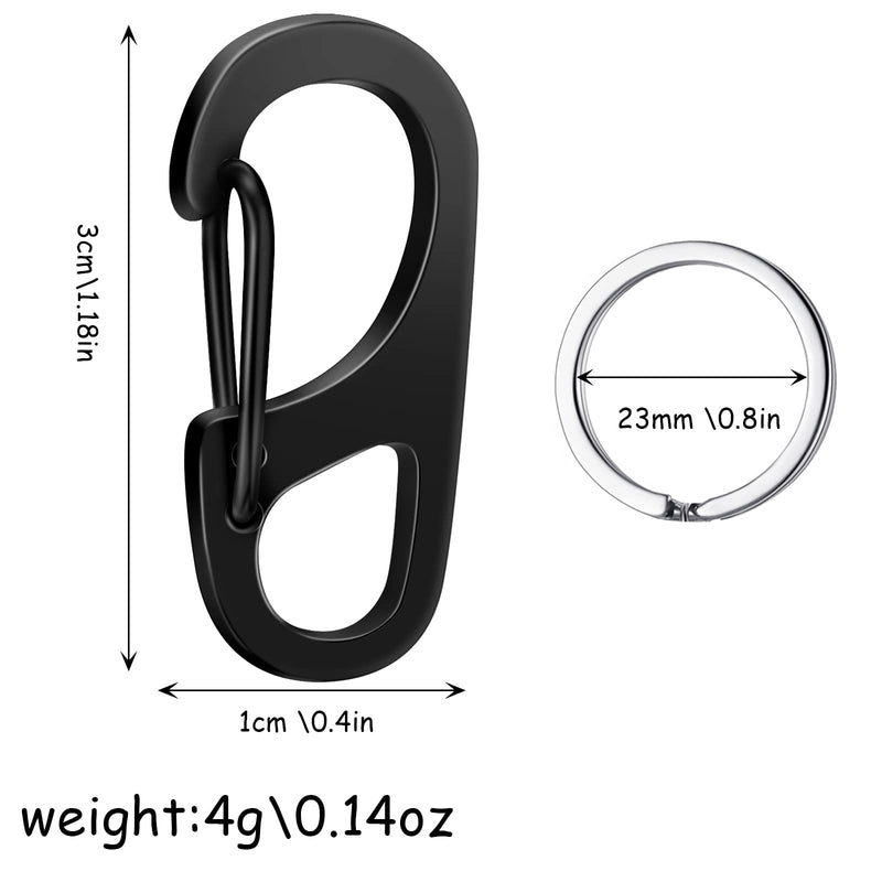 40 Pieces Mini Carabiner Clip Tiny Keychain Carabiner Mini Keyring for Backpack Bottle Keychain Accessories Black, Silver