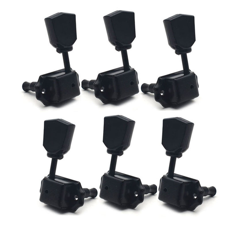 MAXCHEER 3R3L Vintage Guitar Deluxe String Tuning Pegs Machine Heads Greenish Button for Epiphone Les Paul Style Guitar Replacement (Black) Black