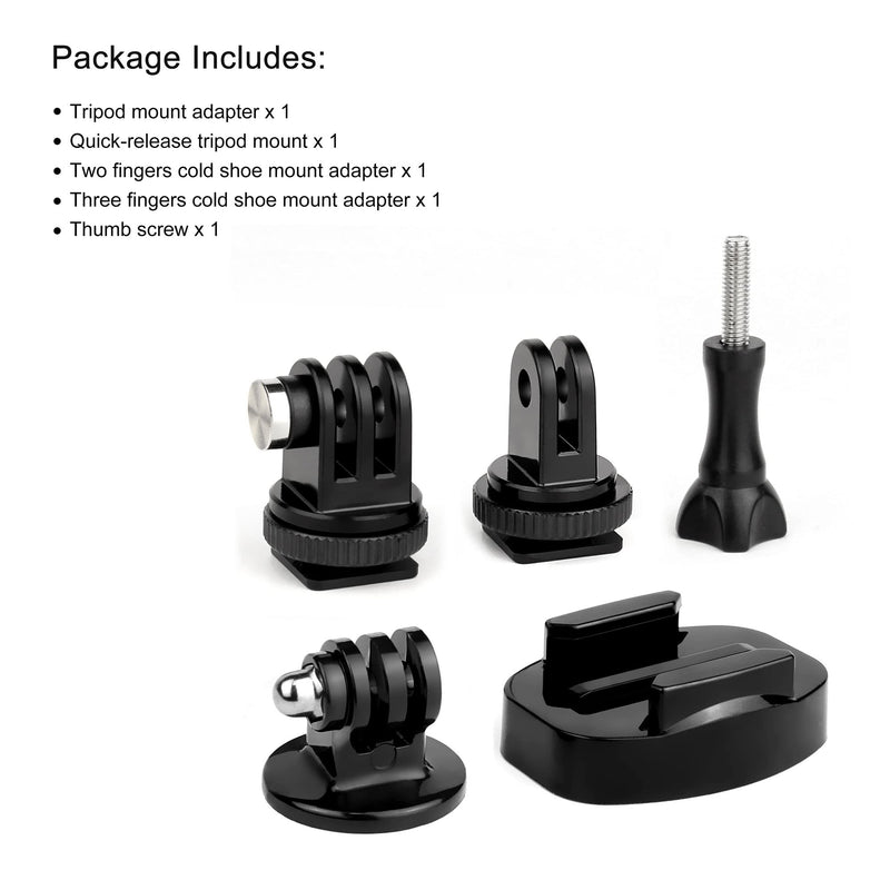 YALLSAME Tripod Mount for GoPro Adapter Go Pro Accessories in Finger Mount System with Quick Release Buckle Screw Fit for GoPro Hero 10 9 8 7 6 5 4 3 DJI OSMO Sjcam Xiaoyi and Most Action Camera 5 Pack Adapter Mount
