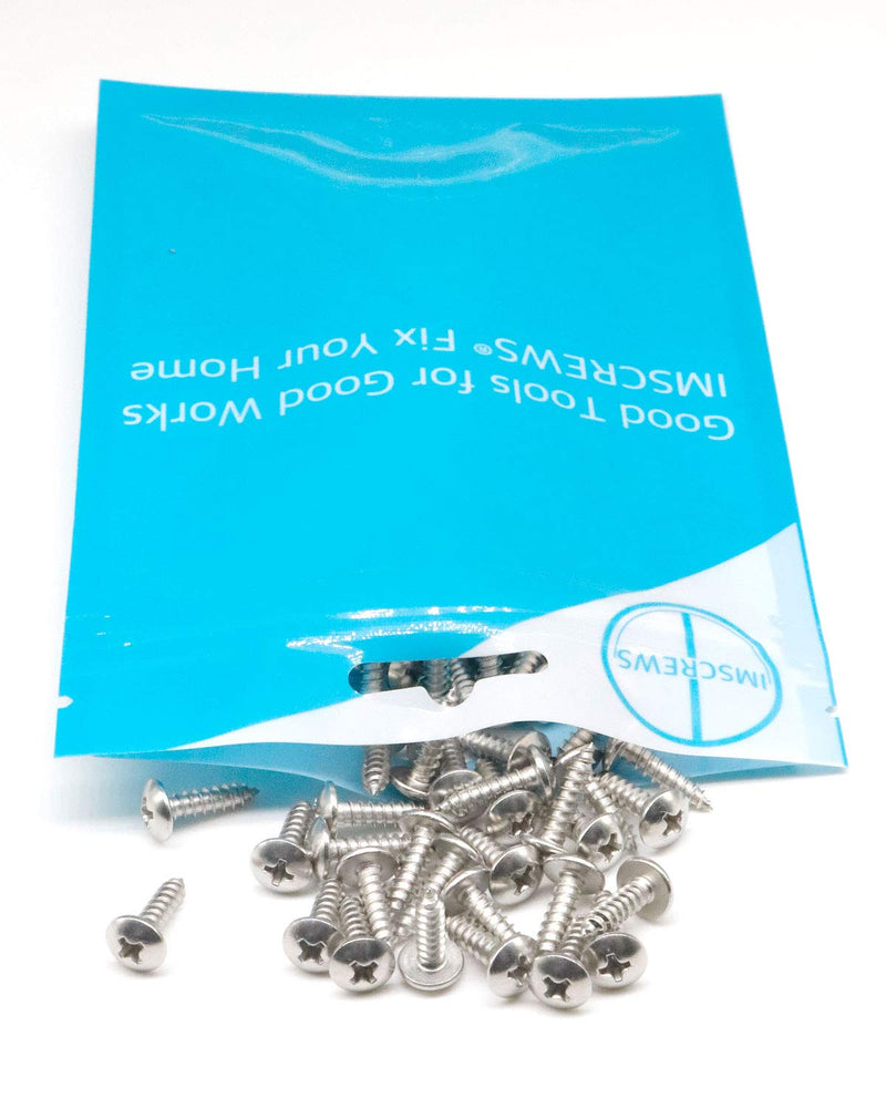 IMScrews 100Pcs #6 x 1/2"(12mm) Truss Head Phillips Wood Screws Heavy Duty 18-8 (304) Stainless Steel Screws 100 Pcs #6x1/2" Silver