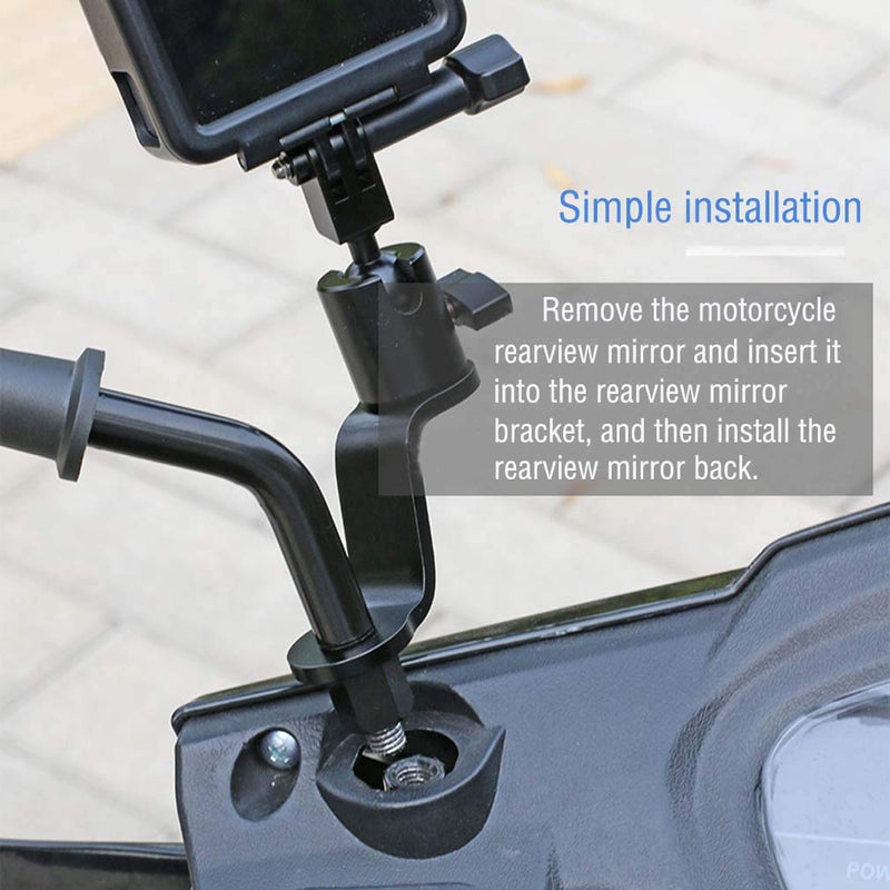 PCTC Motorcycle Bike Handlebar Mount Camera 360 Degree Rotation Fixing Bracket for GoPro Hero 10/9 / 8 / 7 / 6 / 5 DJI OSMO Action OSMO Pocket Sports Camera Riding Rearview Accessories,Metal Base