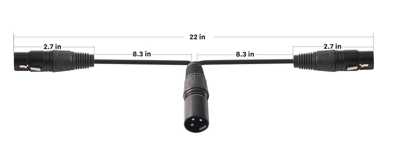 [AUSTRALIA] - Devinal XLR Splitter Male to 2 Female Cable, Dual XLR Female to XLR Male Balanced Patch Y Cable, 3 PIN XLR Plug to 2 XLR Jacks Microphone Adaptor Cord - 1 Feet 2 Pack 