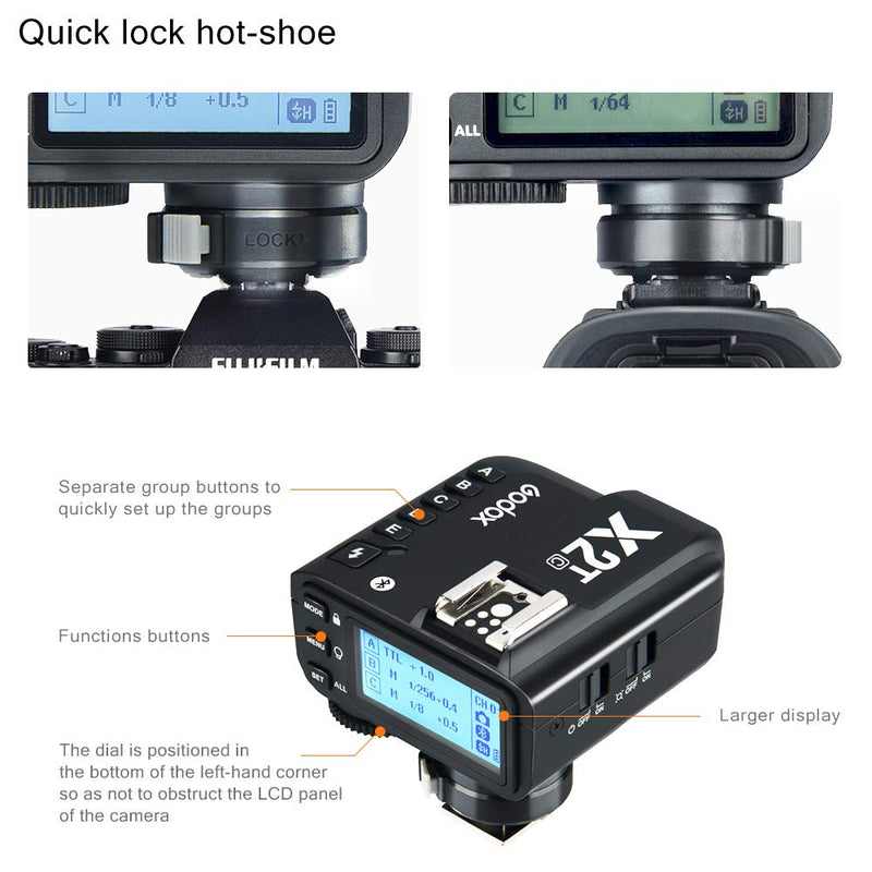 GODOX X2T-O TTL Flash Trigger 1/8000s HSS TTL Manual Function for Olympus for Panasonic Cameras with Clean Cloth (X2T-O) (X2T-O)