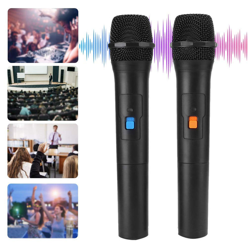 Wireless Handheld Microphone, Professional 2 In 1 VHF Universal USB Receive Handheld Mic, for Karaoke, Family Ktv Singing, Parties, Speeches, for Android/iPhone/iPad/PC/Laptop(Black) Black