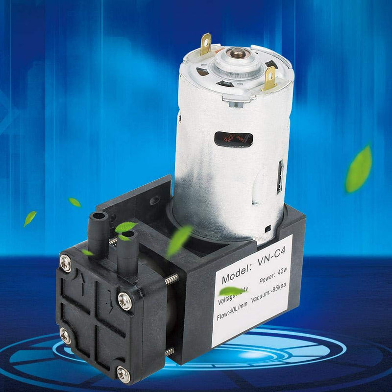 DC 24V Vacuum Pump Mini Vacuum Pump Water Air Gas Vacuum Pump -85KPa Flow 40L/min Oil-Less Vacuum Pump, Mini Air Pump Motor