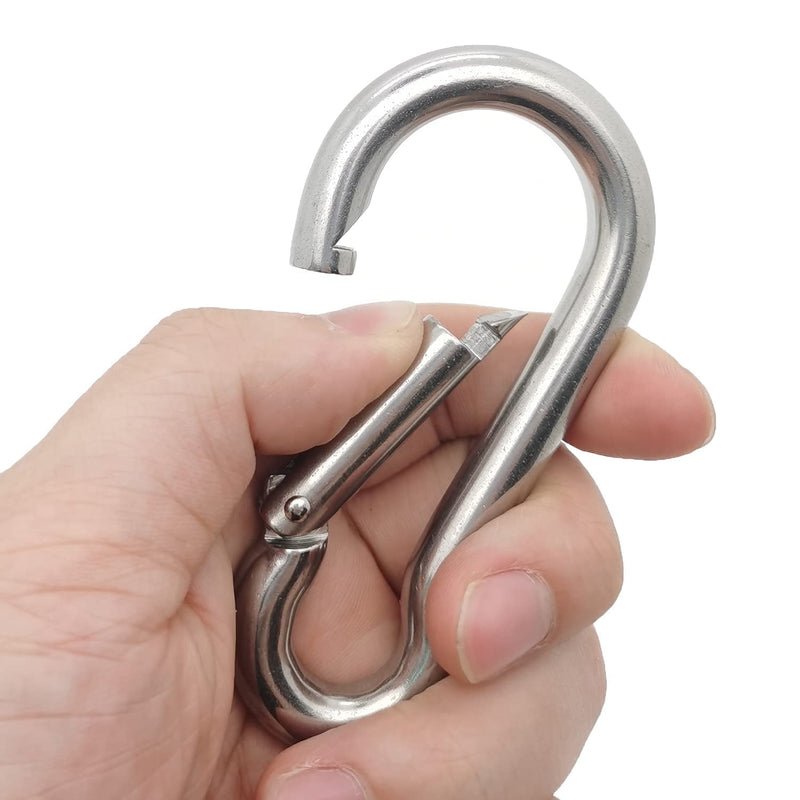 4 Inch Spring Snap Hook Carabiner, 304 Stainless Steel Snap Hook Heavy Duty Carabiner Clip for Carabiner Outdoor, 2 Pack
