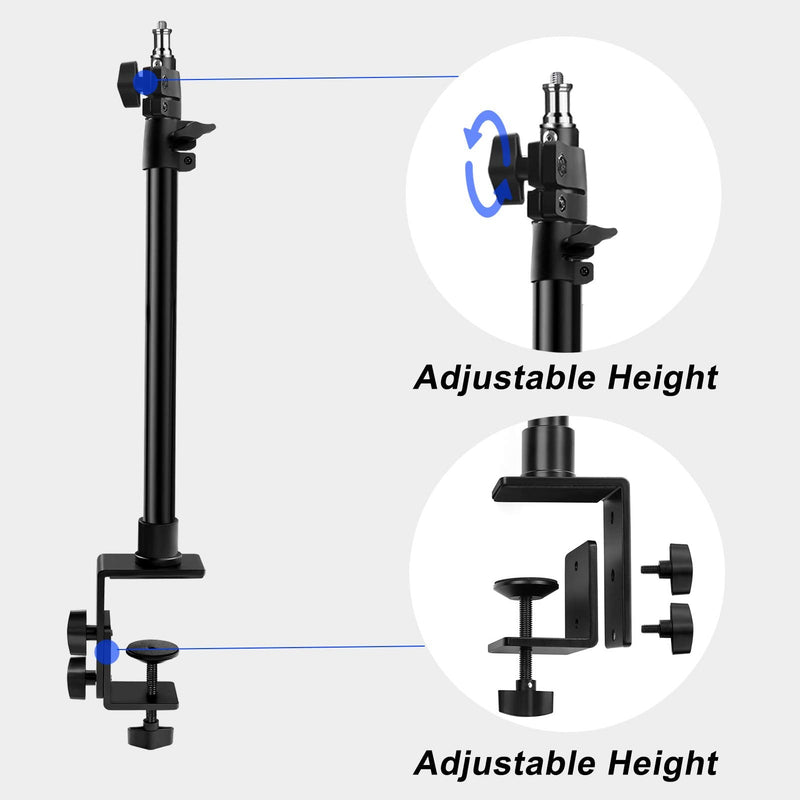Tinpops Camera Desk Mount Stand, 21-41.5'' Adjustable Desktop C-Clamp Mounting Stand, Aluminum Tabletop Light Stand with 1/4'' Screw Tip for DSLR Camera, Photography Video Light, Live Streaming 21-41.5 Inch