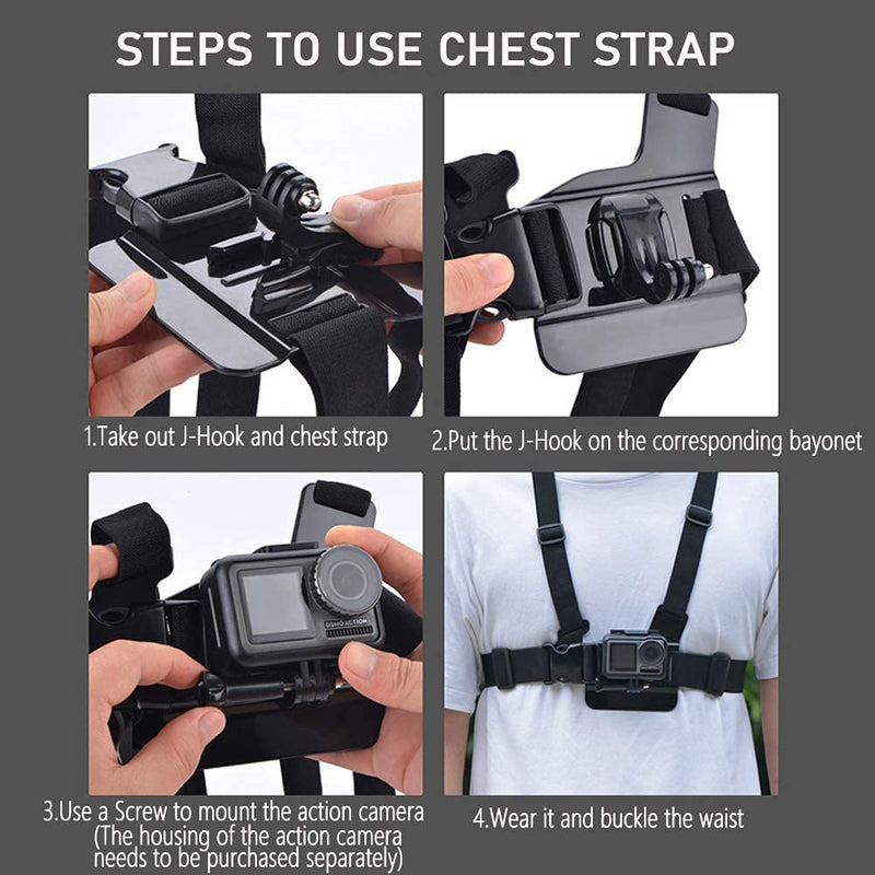 VARIPOWDER Universal Action Camera Accessories Bundle Kit Head Strap Mount/Chest Strap Mount/J-Hook/Camera Bike Mount-Compatible with Gopro Hero 9,8,7,6,5 Black Session, Hero 4,3+, 3,DJI…