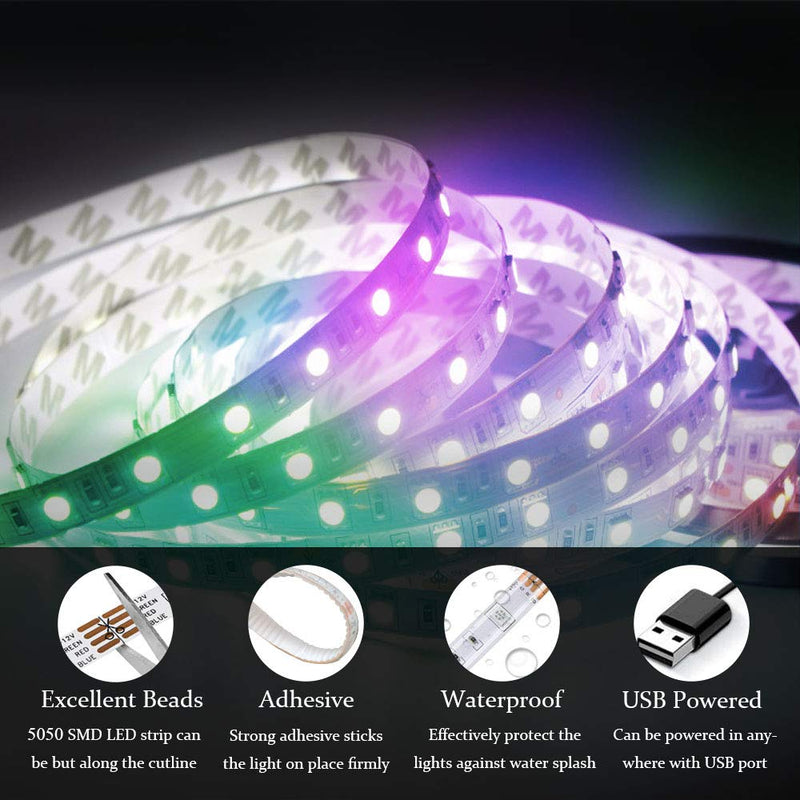 [AUSTRALIA] - LED Strip Lights 16.4ft TV Led Backlight Music Sync Waterproof RGB LED Strip APP Control Flexible 5050 LED Tape Lighting Kit Compatible with Alexa Google Home (App Control+Remote) Only 2.4Ghz 