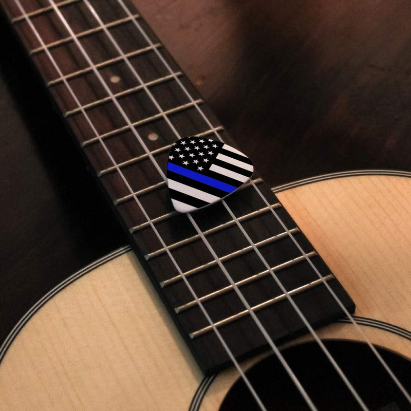 Thin Blue Line American Flag Novelty Guitar Picks Medium Gauge - Set of 6