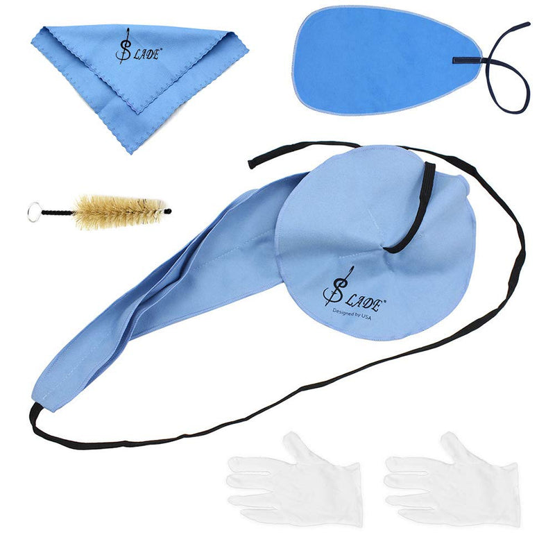 Mowind Saxophone Sax Cleaning Tool Mouthpiece Brush Cleaning Cloth Gloves Cleaning Kit 5-in-1 with Bag