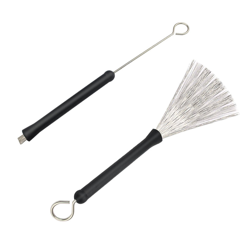 WeiMeet Drum Brushes Retractable Drum Wire Brushes with Comfortable Rubber Handle(2 Pieces)