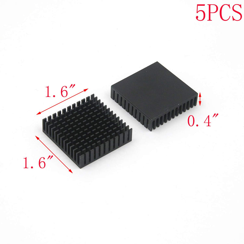 MTMTOOL 1.6" x 1.6" x 0.4" Black Aluminium Heatsink Cooling Cooler Fin for Cooling Routing PCU Pack of 5