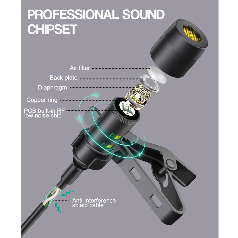 [AUSTRALIA] - Enbiawit Professional lavalier Microphone for iPhone, Condenser Microphone for Phone Recording and Video Recording, lavalier Microphone for YouTube, interviews, Meetings, and with iPhone/iPad/iPod 