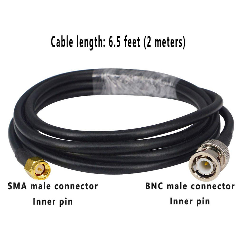 BOOBRIE SMA Cable RG58 Coaxial Cable BNC Male to SMA Male Coaxial Cable BNC Low Loss Jumper Cable 78.7 Inch for Antennas, Wireless LAN Devices, RF Coaxial Connector, RF Coaxial Cable, Wi-Fi, Radios