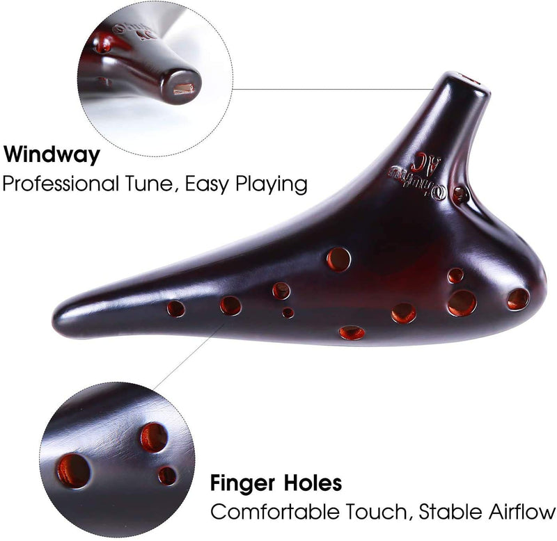 Ohuhu Zelda Ocarina, 12 Hole Alto C Ocarina with Protective Bag and Song Book, Perfect for Beginners and Professional Performance red