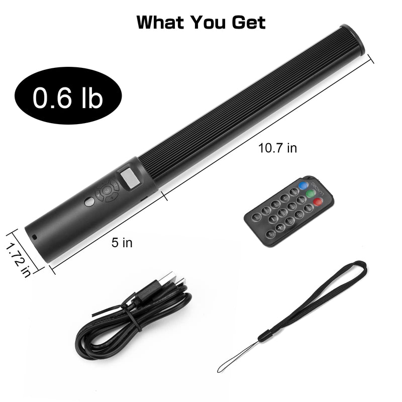 leshiou RGB Video Light Wand, Handheld Multi Color LED Photography Light Stick with Remote Control, Dimmable 2500K-6500K CRI97+ Full-Color LED Light with 2500mAh Rechargeable Battery, 12 Light Scenes Migic-P400S