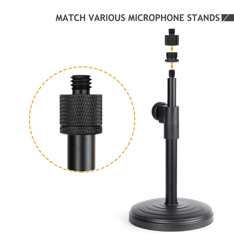 Avatar Mic Stand Adapter 5/8 Female to 3/8 Male and 3/8 Female to 5/8 Male Screw Adapter Thread for Microphone Stand Mount to Camera Tripod Adapter 2 Pack 5/8 to 3/8 & 3/8 to 5/8