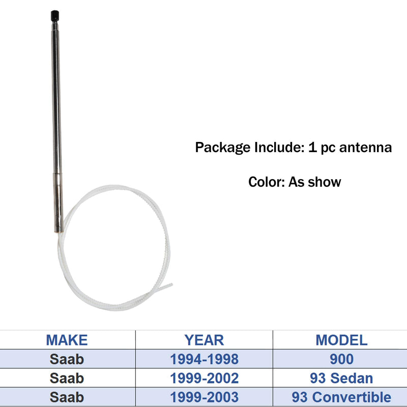 Anina Power Antenna Mast Compatible with 1994-2003 Saab 900-93 Sedan- Convertible Aftermarket Antenna Replacement for Radio Reception