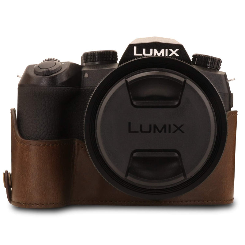 MegaGear Ever Ready Leather Camera Case Compatible with Leica V-Lux 5, Panasonic Lumix DC-FZ1000 II Dark Brown