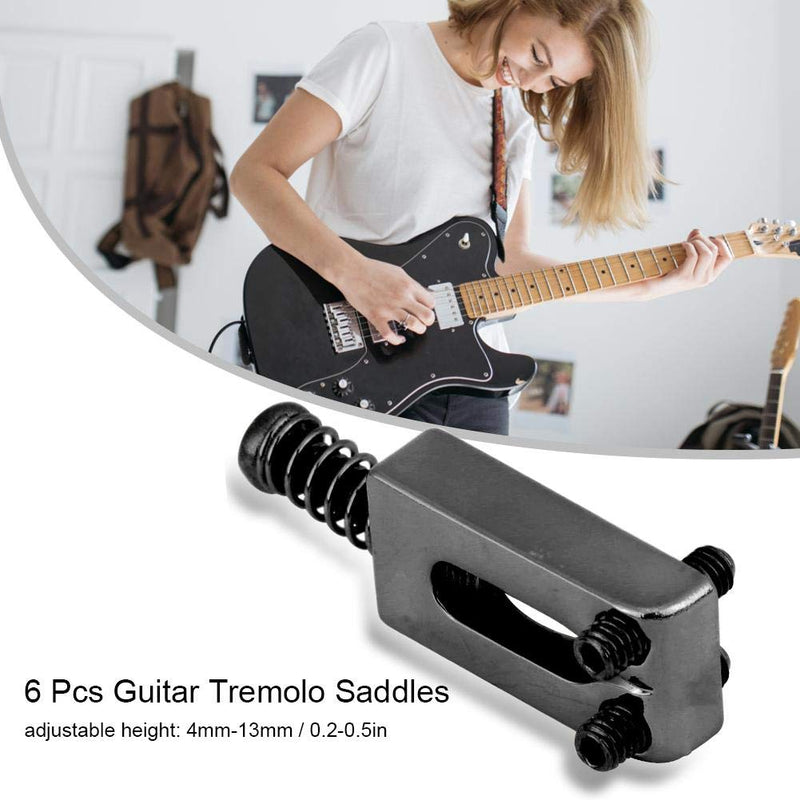 6 Pcs Electric Guitar Tremolo Saddles Bridge for Electric Guitar Replacement with Wrench Black