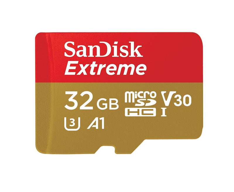 32GB SanDisk Extreme (Two Pack) 4K Micro Memory Card (SDSQXAF-032G-GN6MA) UHD Video Speed 30 UHS-1 V30 32G MicroSD HC Bundle with Everything But Stromboli Card Reader