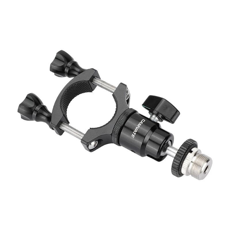 CAMVATE Rod Clamp Mount Holder (18mm -32mm) with Adjustable Ball Head & 5/8"-27 Male Thread Screw for Microphone Stand - 2856