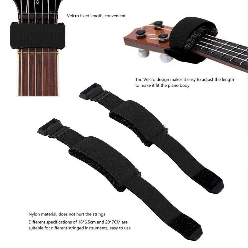 Rockhouse String Muter, Universal Guitar Fret Dampener, String Wraps for 4-string, 6-string instruments Black 2-pack(Small, Medium)
