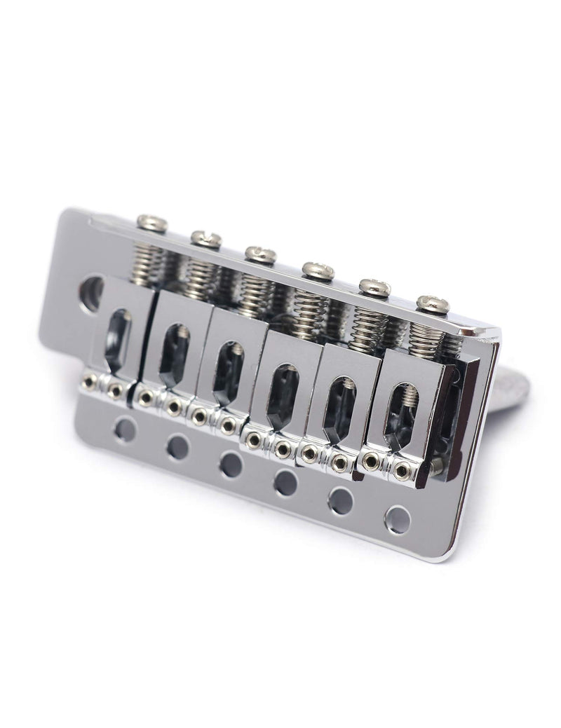 Metallor 6 String Vintage Saddle Tremolo Bridge Full Size Steel Block for Strat, SQ Style Electric Guitar Parts Replacement with Whammy Bar Chrome.