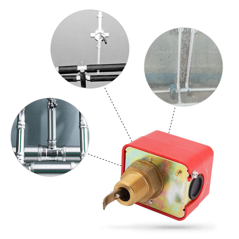 Water Flow Switch, PDT R3/4 Liquid Water Oil Sensor Control Automatic Paddle Type Flow Switch 15A 250V IP54, HFS-20 Target Flow Controller, Controls Flow in Pipes