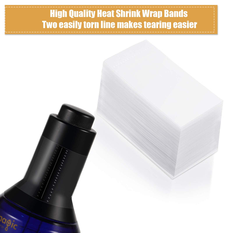 1250 Pieces Clear Shrink Band for Bottles PVC Heat Shrink Wrap for Jars Perforated Shrink Wrap for Bottles Shrink Band Tamper for Cans and Tins, 5 Size, 250 Pieces of Each Size