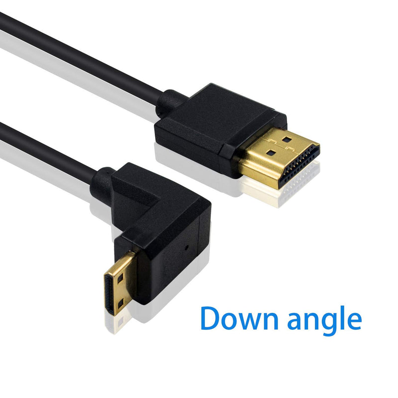 Duttek Mini HDMI to Standard HDMI Cable, HDMI to Mini HDMI Cable, Ultra-Thin Down Angled 90 Degree Mini HDMI Male to HDMI Male Cable Support 4K Ultra HD, 1080p, 3D(HDMI 2.0) (15cm/6 inch) Down Angled 15cm