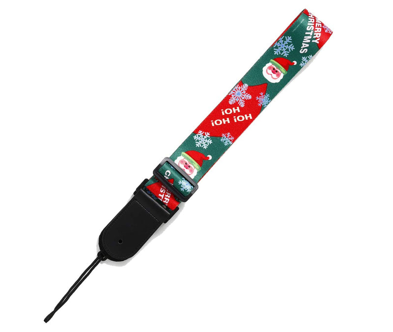 Cheerhas Christmas Pattern Guitar Strap with Leather End.Length Adjustable, Suitable for Electric Guitar, Acoustic Guitar and Bass - Unique Christmas Gift for your lover/Family/friend C-3 Red/Green