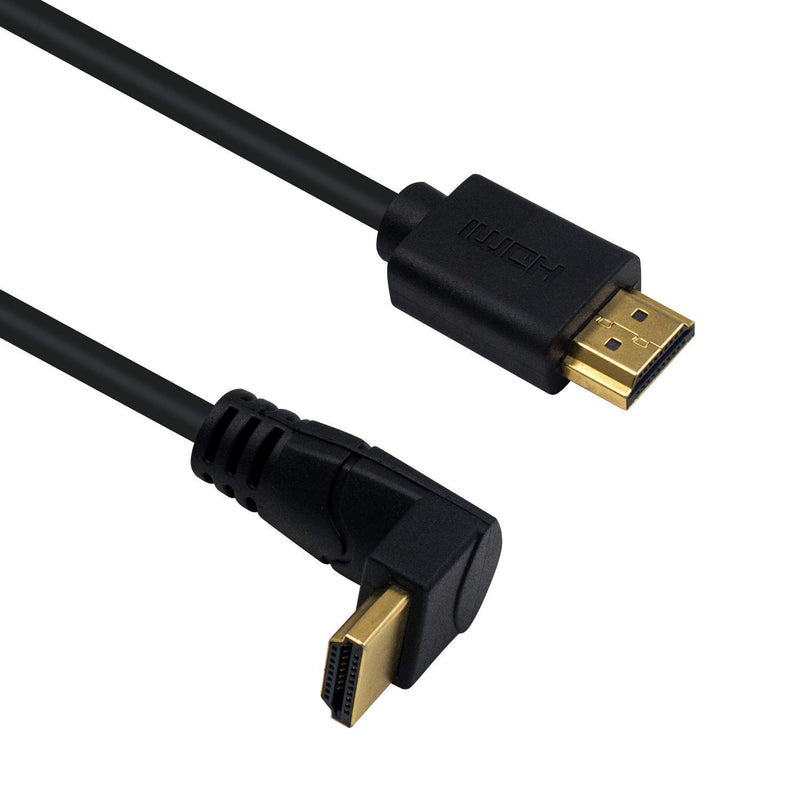 Poyiccot HDMI 2.0 Male to Male Cable 90 Degree, 2 Feet / 60cm Gold Plated High Speed HDMI Male to Male Upward Angle Cable 60Hz, 4K 2K (M/M Up)