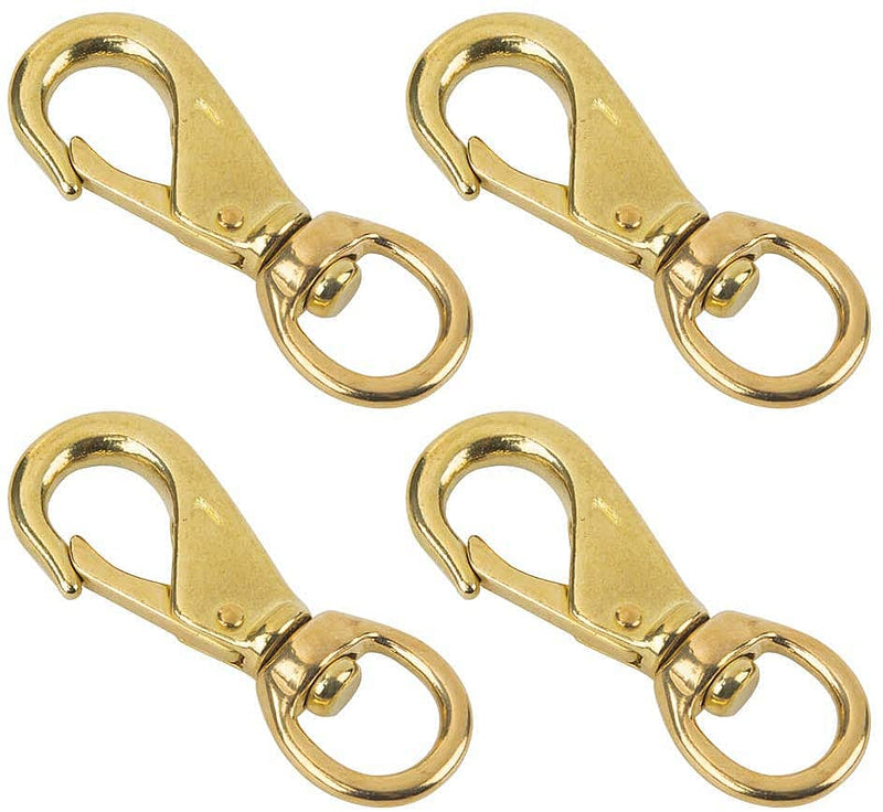 Faneta 3-1/4'' Brass Swivel Snap Hooks Heavy Duty 3/4'' Swivel Eye - Solid Brass Scuba Diving Clips #1 - Seadog Line, Anchor Lines, Bags, Belting, Leashes, Straps, Luggage, Leathercarft (Pack of 4)