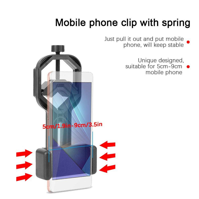 Universal Cell Phone Adapter Mount, 5cm-9cm Smartphone Clamp Mount Universal for Binocular Monocular Spotting Scope Astronomical Telescope Microscope
