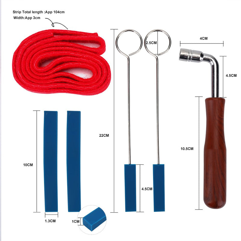 Piano Tuning Mute Kit - Piano Tuning Supplies Kit Including 2 x Long Mutes,2 x Short Mute with Handle,1 x Temperament Strip,1 x Tuning Hammer