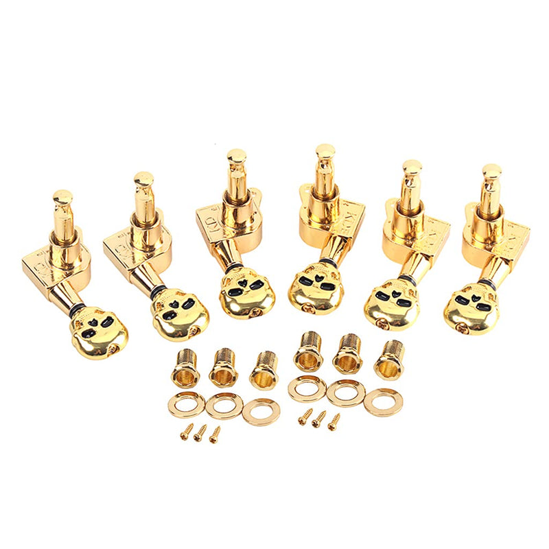 Alnicov Skull Head Sealed Gear Guitar Tuning Pegs Tuners Machine Heads 3R3L for Electric Guitar Parts Gold