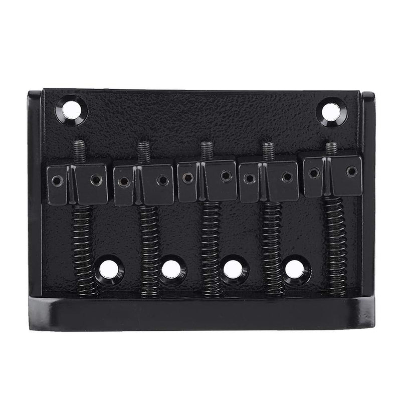 Guitar Saddle Bridge Plate,Metal Quality 5 String Electric Bass Bridge Tailpiece Replacement Accessory, Black or Silver.(Black)