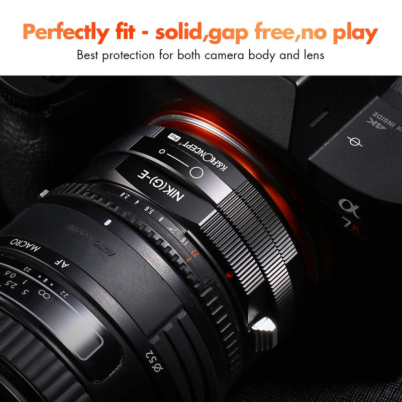 K&F Concept Lens Mount Adapter, G Mount F/AI/G Lens to E-Mount/NEX Camera Body Mount Adapter with Matting Varnish Design